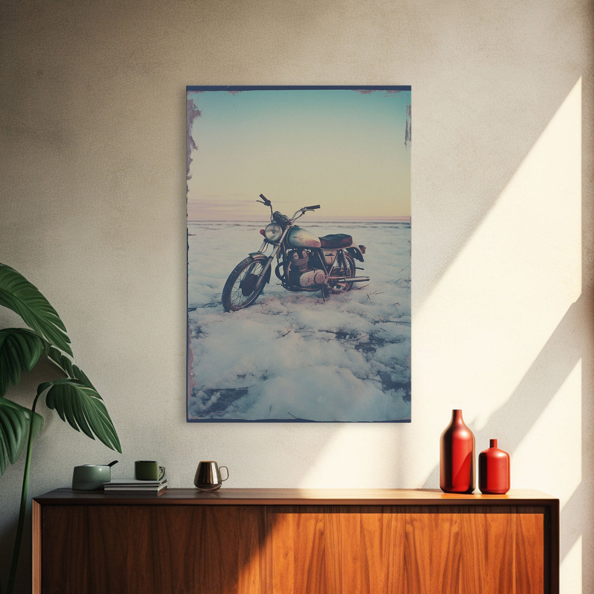 Motorcycle Wall Art, Beach Wall Art, Minimalist Canvas Print, Wall Hanging, Portrait Art, Moving Gift, Rustic Wall Decor, Bedroom Prints