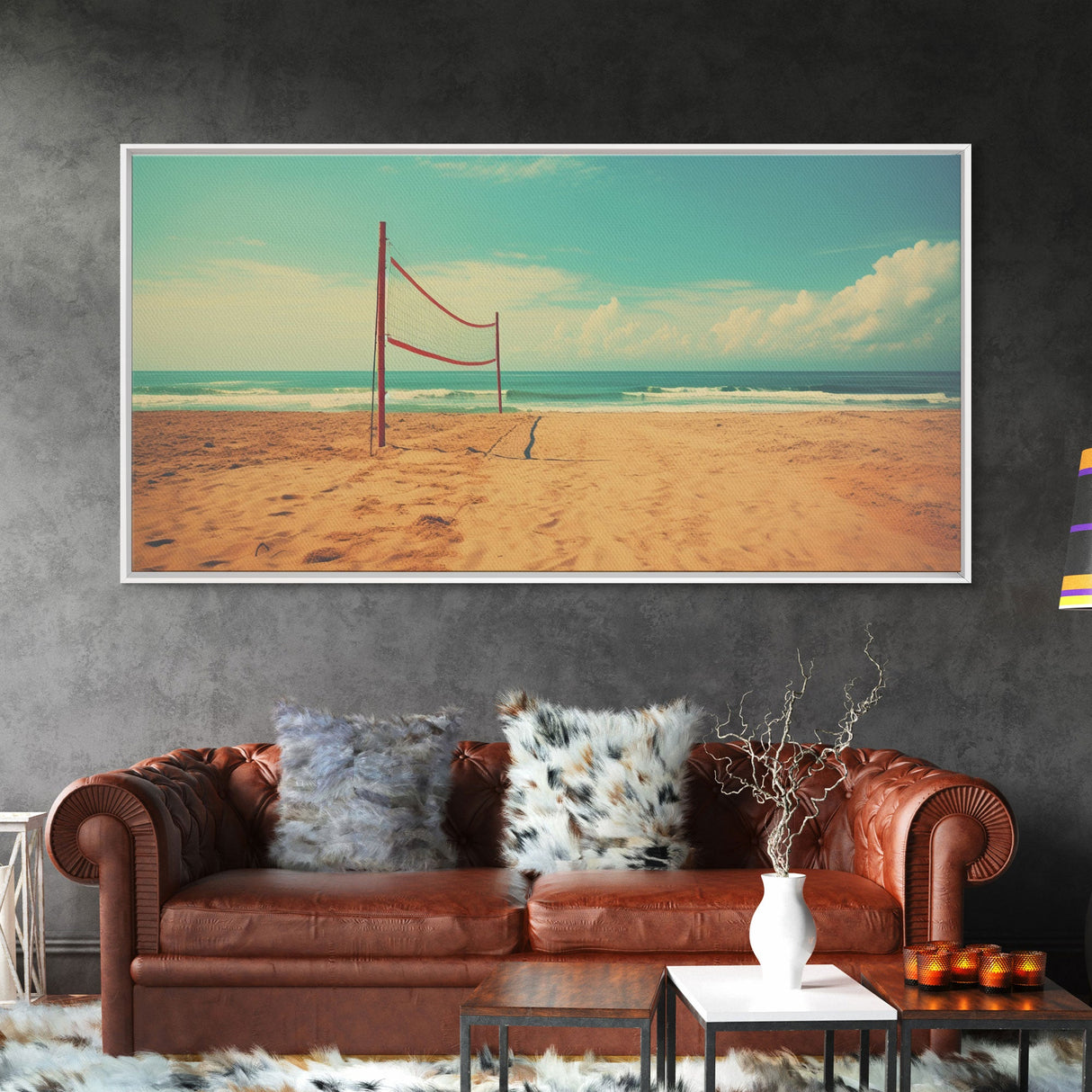 Beach Volleyball Net, Framed Canvas Print, Liminal Art, Framed Wall Decor, Beach Photography, Surf Art, Surf Print, Nautical Decor