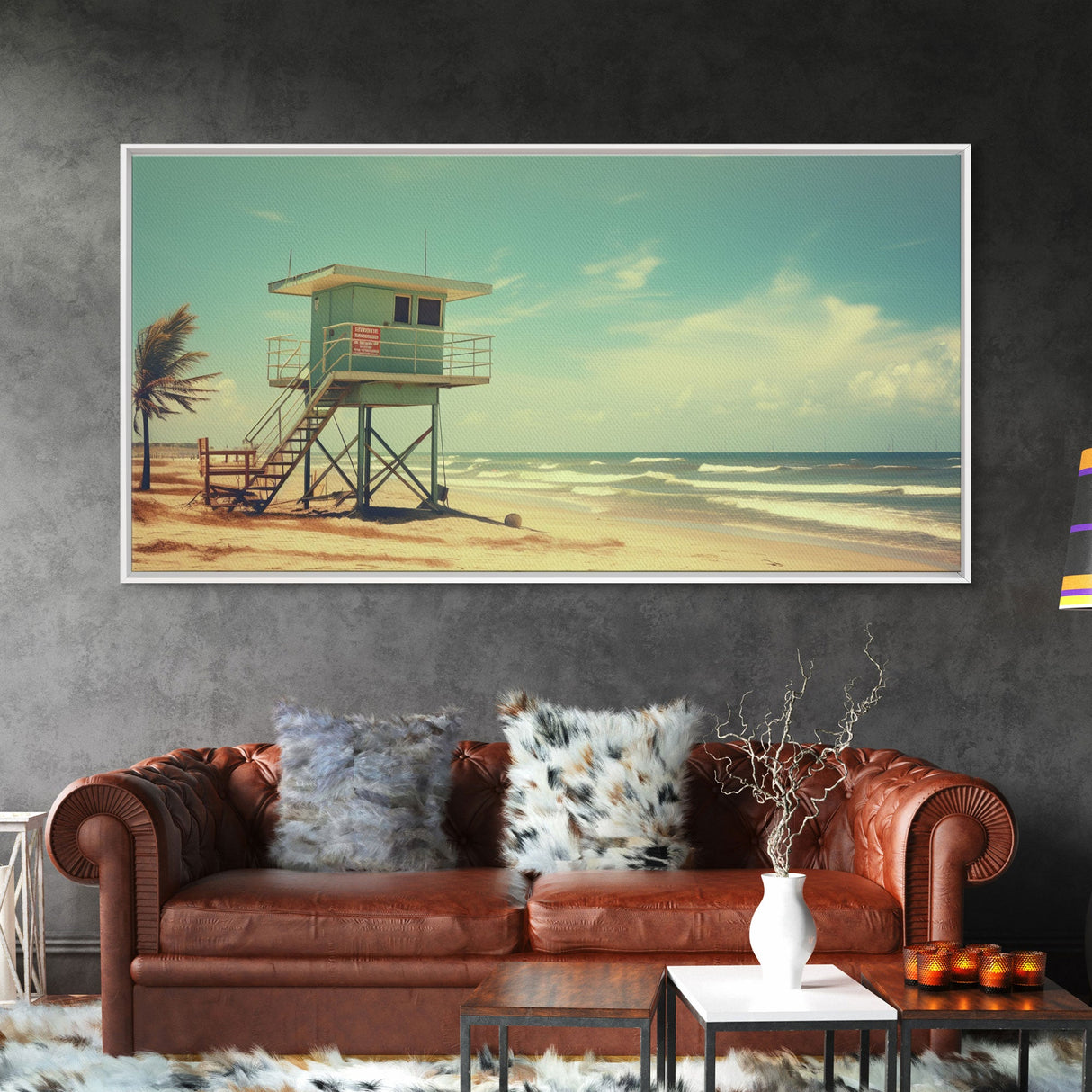 Beach Lifeguard Hut, Framed Canvas Print, Liminal Art, Framed Wall Decor, Beach Lifeguard Photography, Surf Art, Surf Print, Nautical Decor