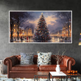 Christmas Village Winter Wonderland Wall Art Framed Canvas Print -  Christmas Wall Art - First Christmas - Christmas Tree Art Holiday Decor