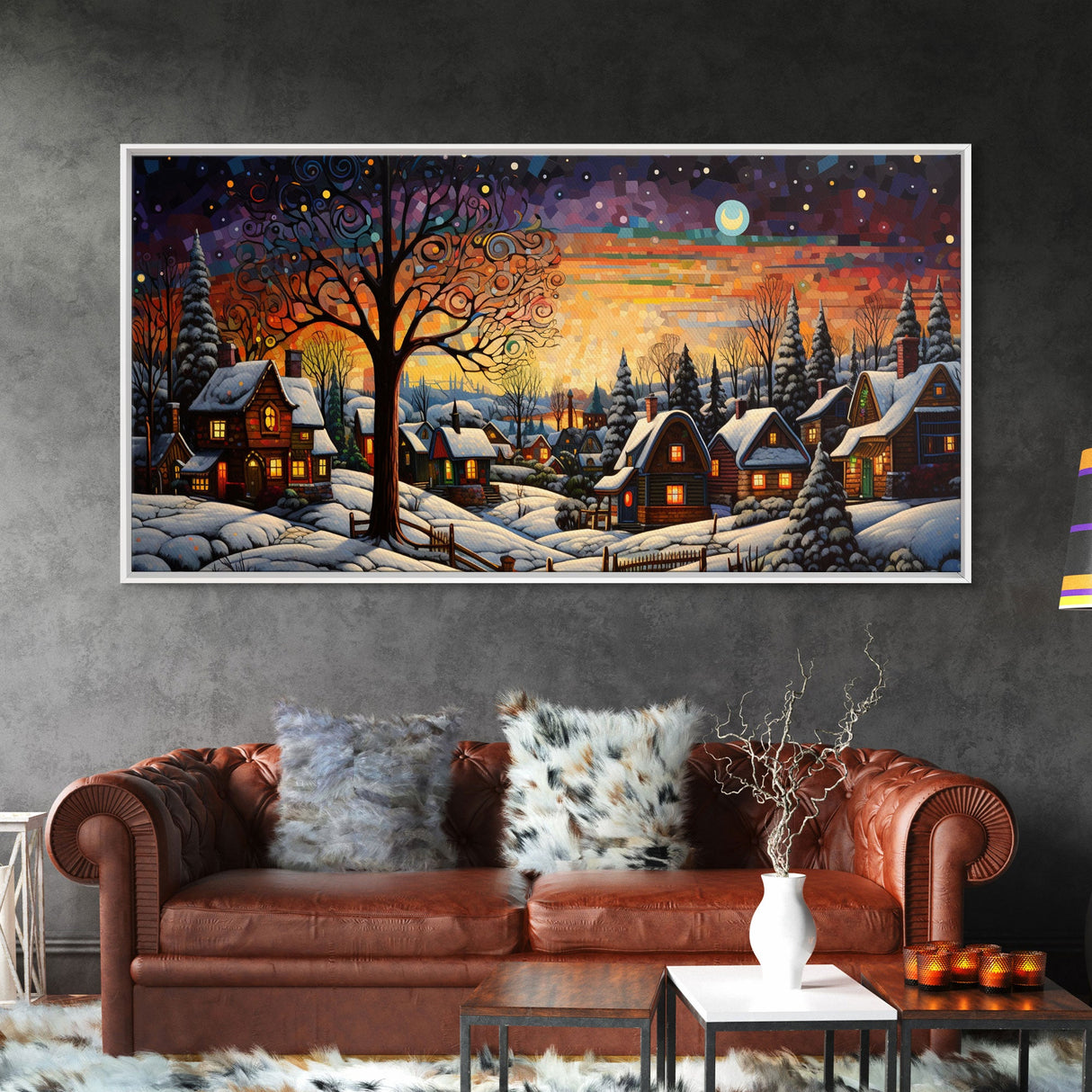 Winter Wonderland Abstract Christmas Art - Framed Canvas Print - Holiday Wall Art - Winter Decor - Winter Centerpiece Art