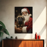 Santa and his English Mastiff, Framed Canvas Print, Christmas Wall Art, Xmas Art, Christmas Art Print, Santa Decor