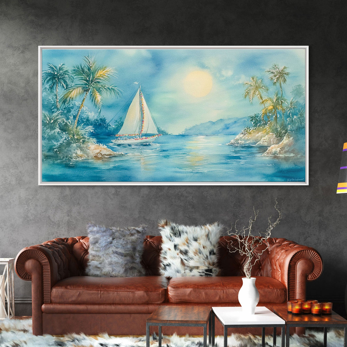 Festive Boat Lighthouse Framed Canvas Print Christmas Nautical Holiday Art Beach Christmas Decor Best Gift Christmas Art Prints 2024