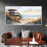 Christmas vacation decor Framed Canvas Print coastal beach cabin snowy winter landscape holiday decor gallery wall Christmas wall print