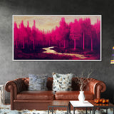 Fuchsia Forest, Surreal Abstract Trippy Psychedelic Art, Ready To Hang Canvas Print, Framed Wall Art