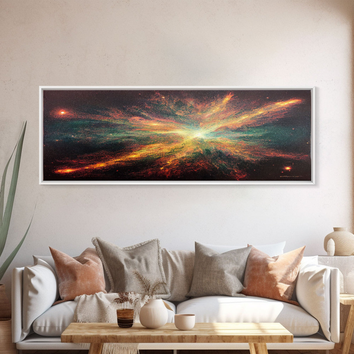 Galaxy Art, Supernova, Extra Large Wall Art, Framed Panoramic Canvas Print, Framed Wall Art