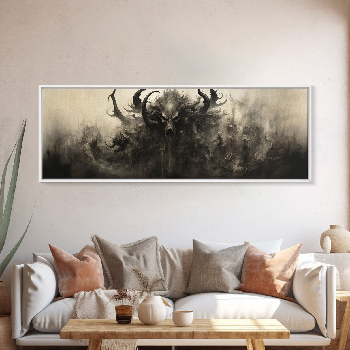 The Demon, Panoramic Canvas Print, Framed Halloween Art, Spooky Decor, Halloween Art, Halloween Wall Art, Halloween Art Print