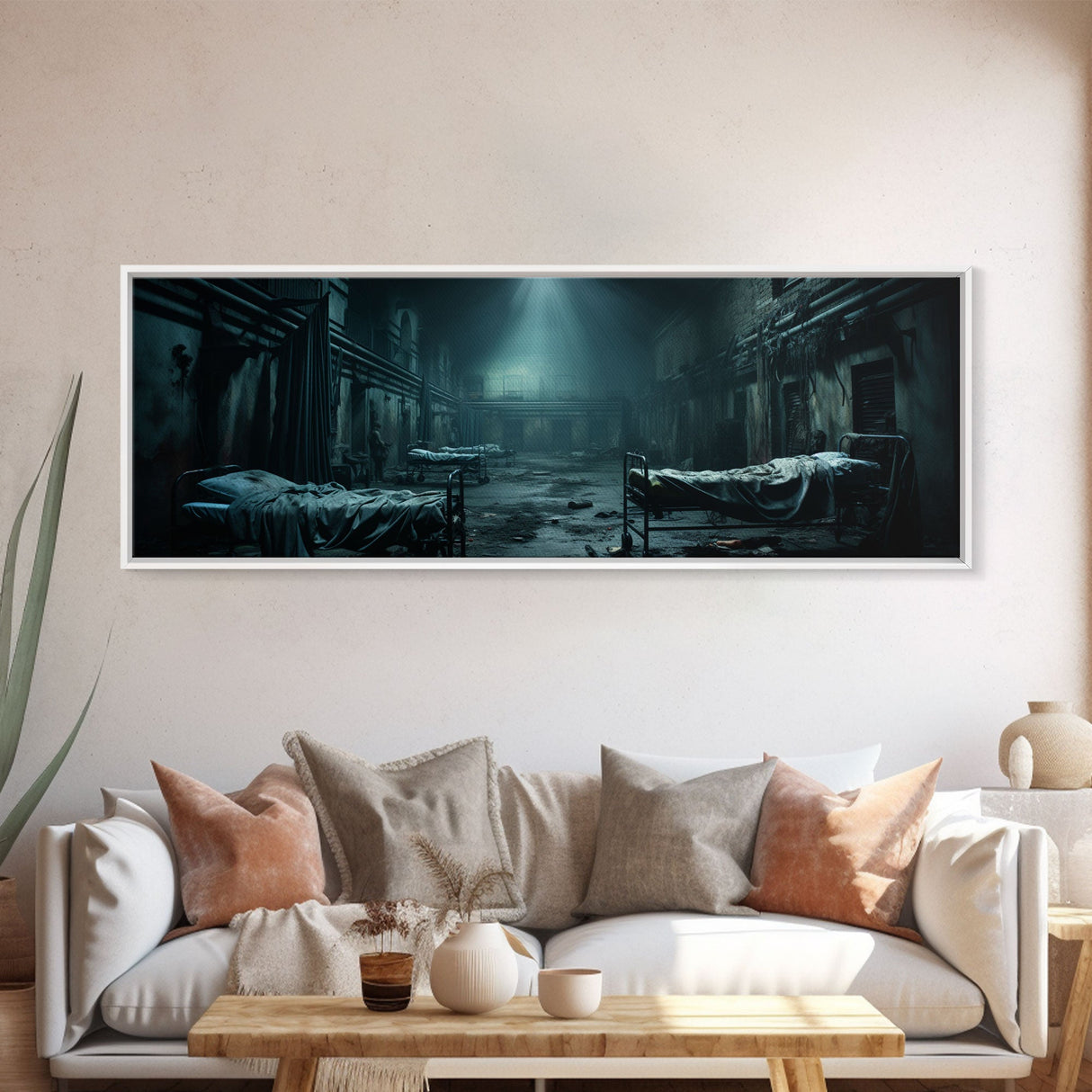 An Abandoned Insane Asylum, Canvas Print Framed Halloween Art, Spooky Decor Panoramic Halloween Art, Halloween Wall Art, Halloween Art Print