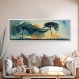 Palm Tree In A Hurricane, Extra Large Wall Art, Framed Panoramic Canvas Print, Framed Wall Art