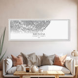 Panoramic Barcelona City Map, Spain Art, Map Print, Minimalist Wall Art, Canvas Art, Housewarming Gift, Street Map Art, Closing Gift