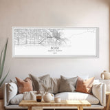 Panoramic Boise City Map, Idaho Art, Map Print, Minimalist Wall Art, Canvas Art, Housewarming Gift, Street Map Art, Closing Gift