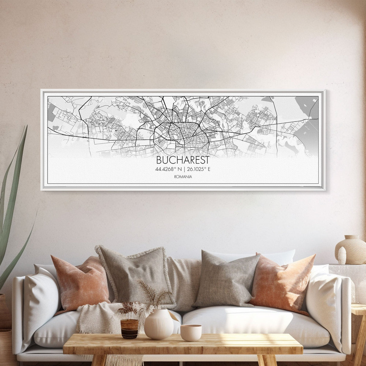 Panoramic Bucharest City Map, Romania Art, Map Print, Minimalist Wall Art, Canvas Art, Housewarming Gift, Street Map Art, Closing Gift