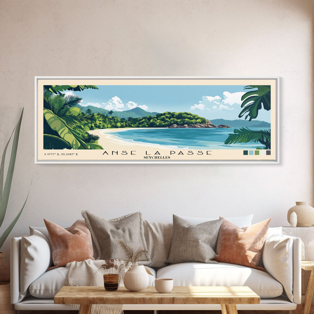 Anse La Passe, Seychelles Panoramic Print, Vacation Gift, Seychelles Wall Art, Beach Painting, Beach Decor, Beach Or Lakehouse Art