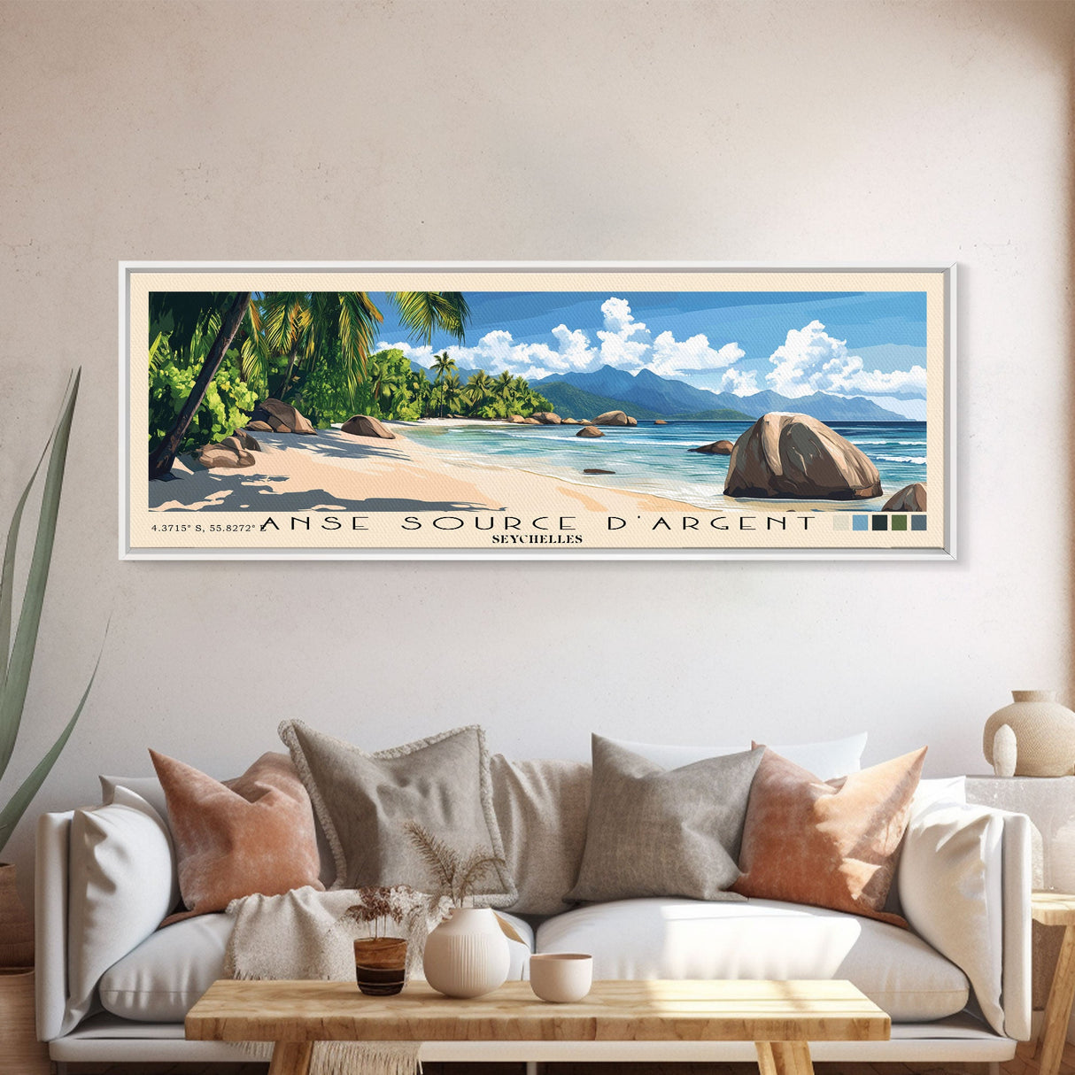 Anse Source d’Argent, Seychelles Panoramic Print, Vacation Gift, Seychelles Wall Art, Vacation Wall Art, Vacatation Memories, Beach Decor, Beach Or Lakehouse Art