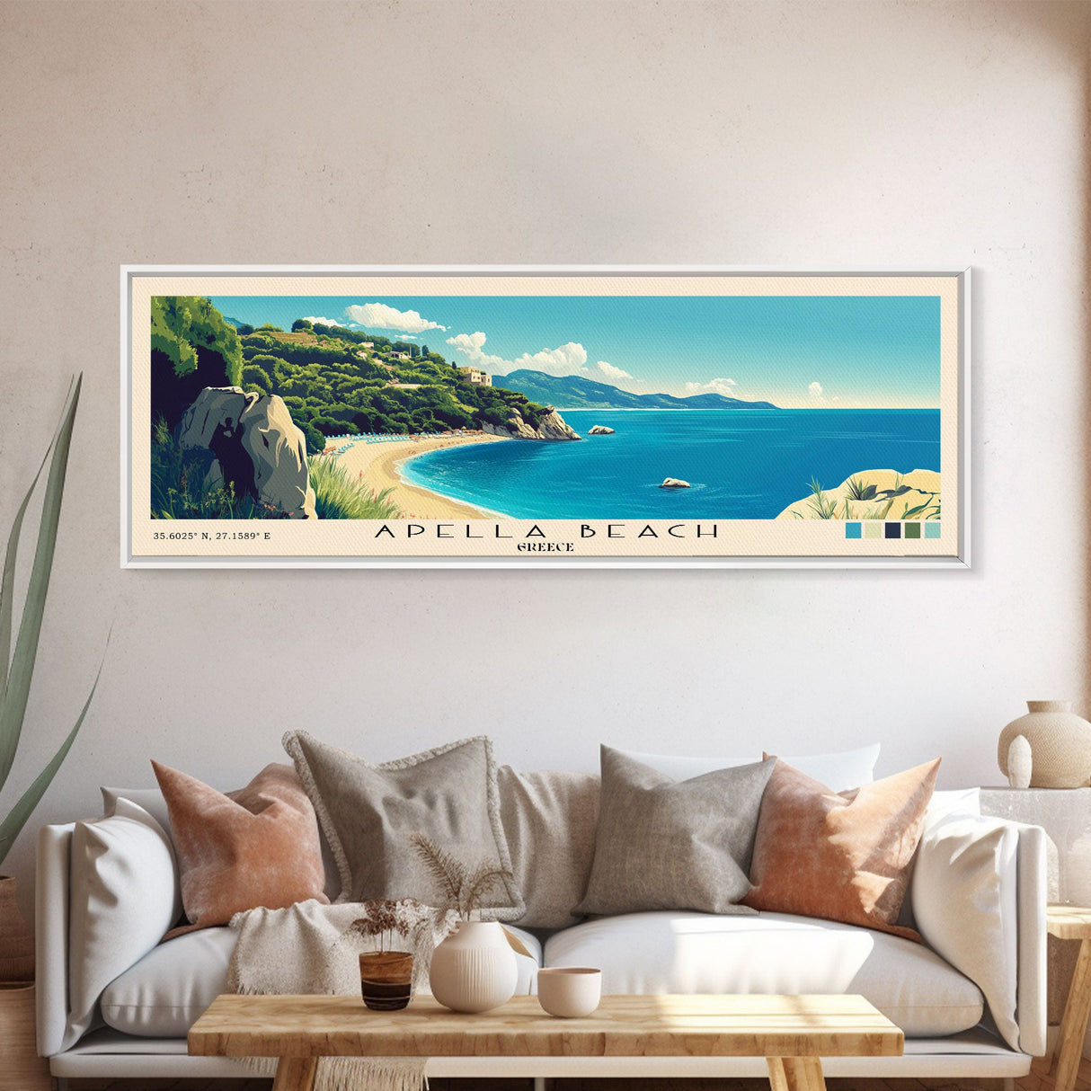 Apella Beach, Greece Panoramic Print, Vacation Gift, Greece Wall Art, Vacation Wall Art, Vacatation Memories, Beach Decor, Beach Or Lakehouse Art