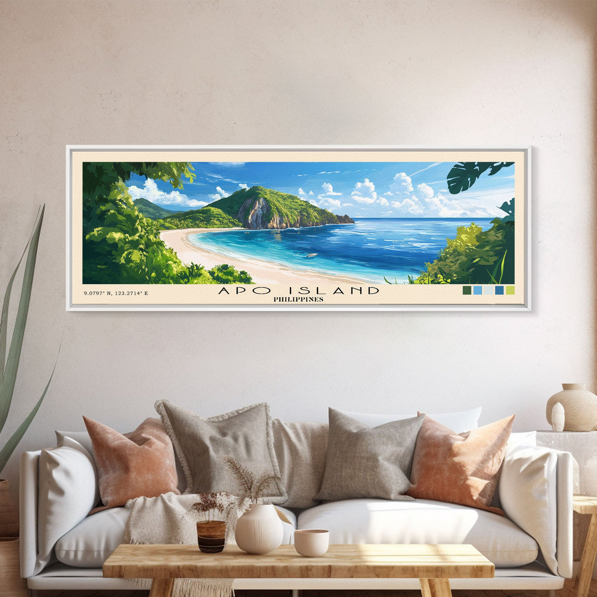 Apo Island, Philippines Panoramic Print, Vacation Gift, Philippines Wall Art, Beach Painting, Beach Decor, Beach Or Lakehouse Art