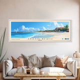 Arashi Beach, Aruba Panoramic Print, Vacation Gift, Aruba Wall Art, Beach Painting, Beach Decor, Large Wall Art, Wood Frame Art