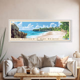 Archer’s Bay Beach, Barbados Panoramic Beach Print, Vacation Gift, Barbados Wall Art, Framed Canvas Print, Framed Beach Painting