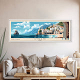 Atrani, Italy Panoramic Print, Vacation Gift, Italy Wall Art, Beach Painting, Beach Decor, Beach Or Lakehouse Art