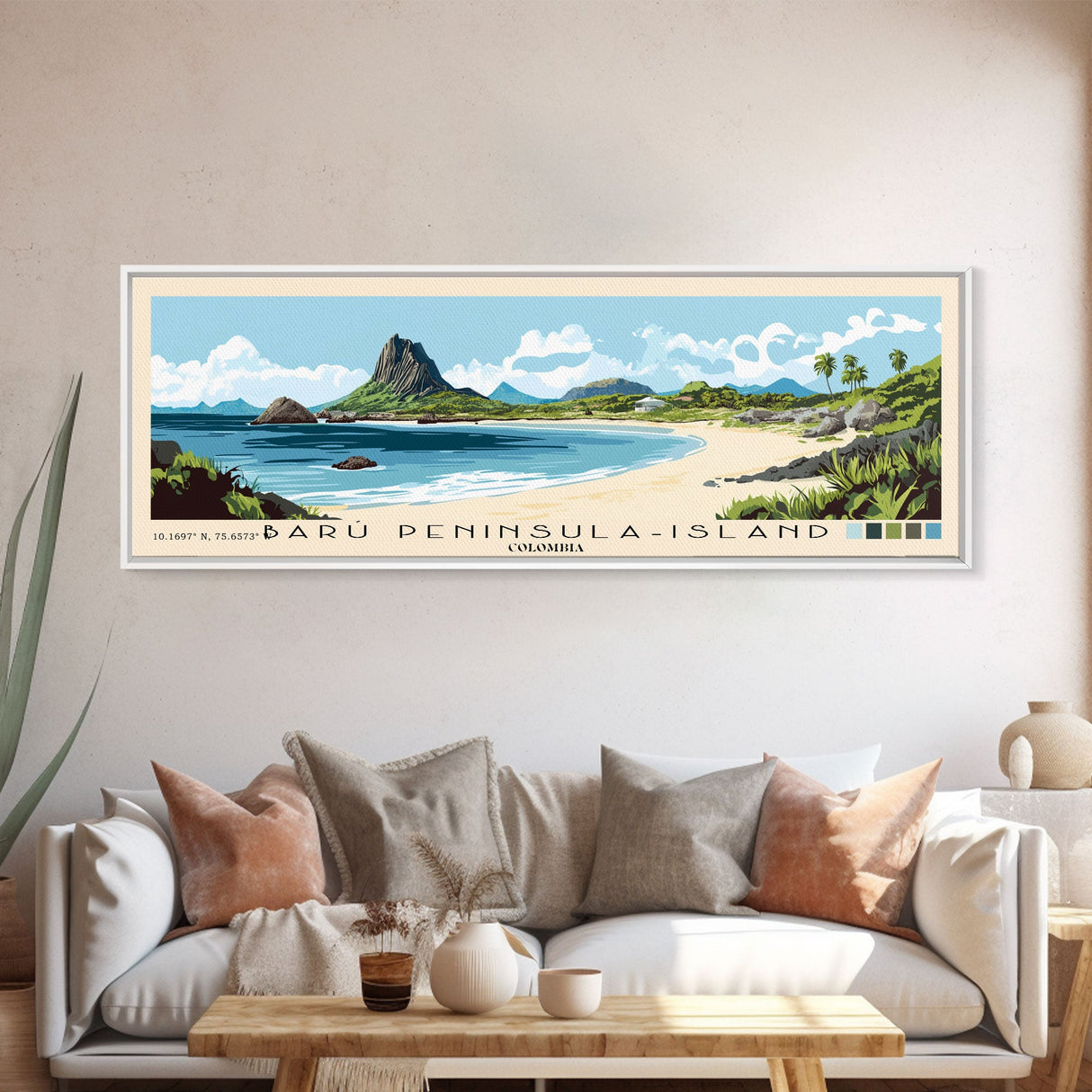 Barú Peninsula-Island, Colombia Panoramic Print, Vacation Gift, Colombia Wall Art, Vacation Wall Art, Vacatation Memories, Beach Decor, Beach Or Lakehouse Art