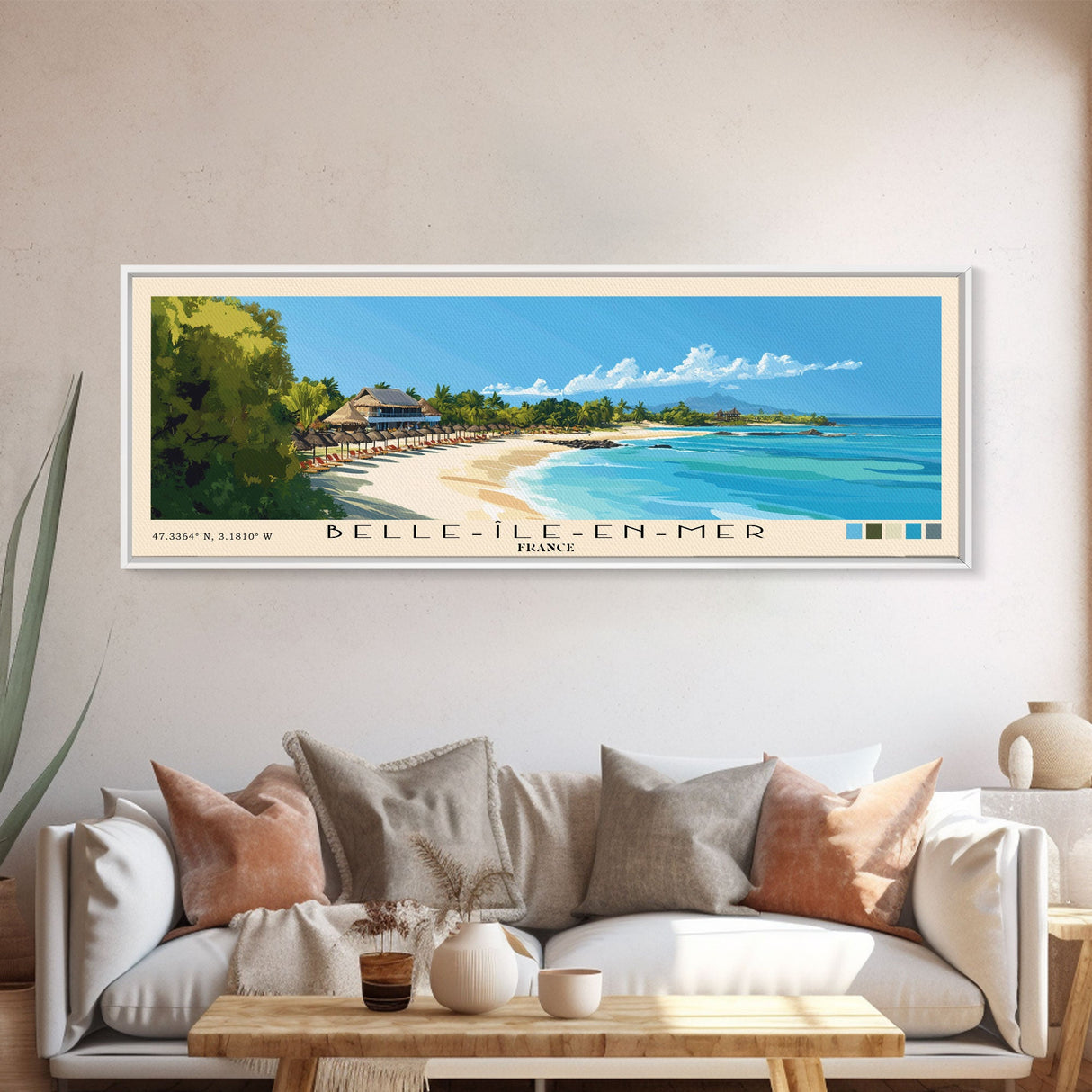 Belle-Île-en-Mer, France Panoramic Print, Vacation Gift, France Wall Art, Beach Painting, Beach Decor, Beach Or Lakehouse Art