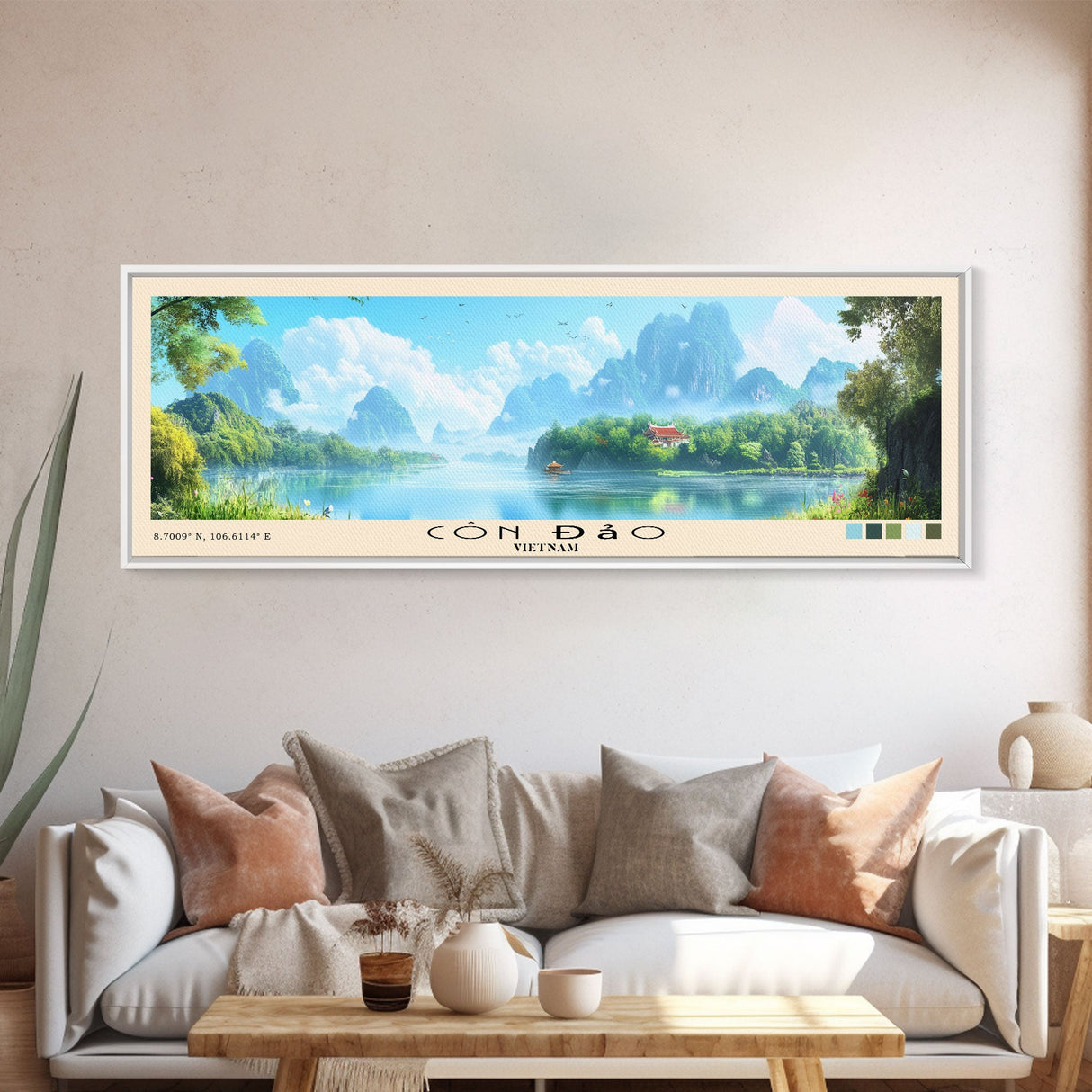 Côn Đảo, Vietnam Panoramic Beach Print, Vacation Gift, Vietnam Wall Art, Beach Painting, Beach Decor, Beach Painting