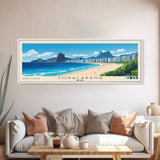 Copacabana, Brazil Panoramic Beach Print, Vacation Gift, Brazil Wall Art, Framed Canvas Print, Framed Beach Painting