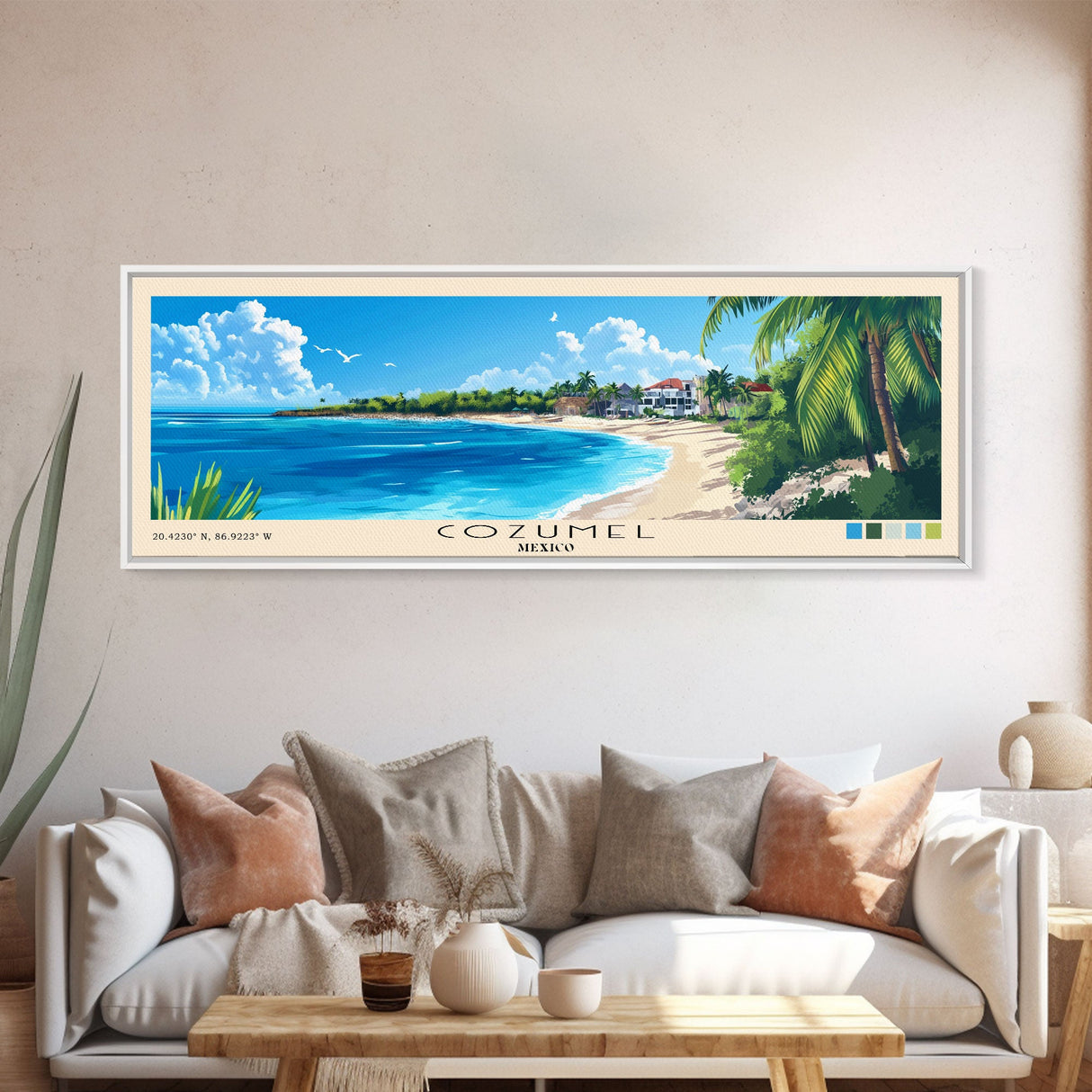 Cozumel, Mexico Panoramic Print, Vacation Gift, Mexico Wall Art, Beach Painting, Beach Decor, Beach Or Lakehouse Art