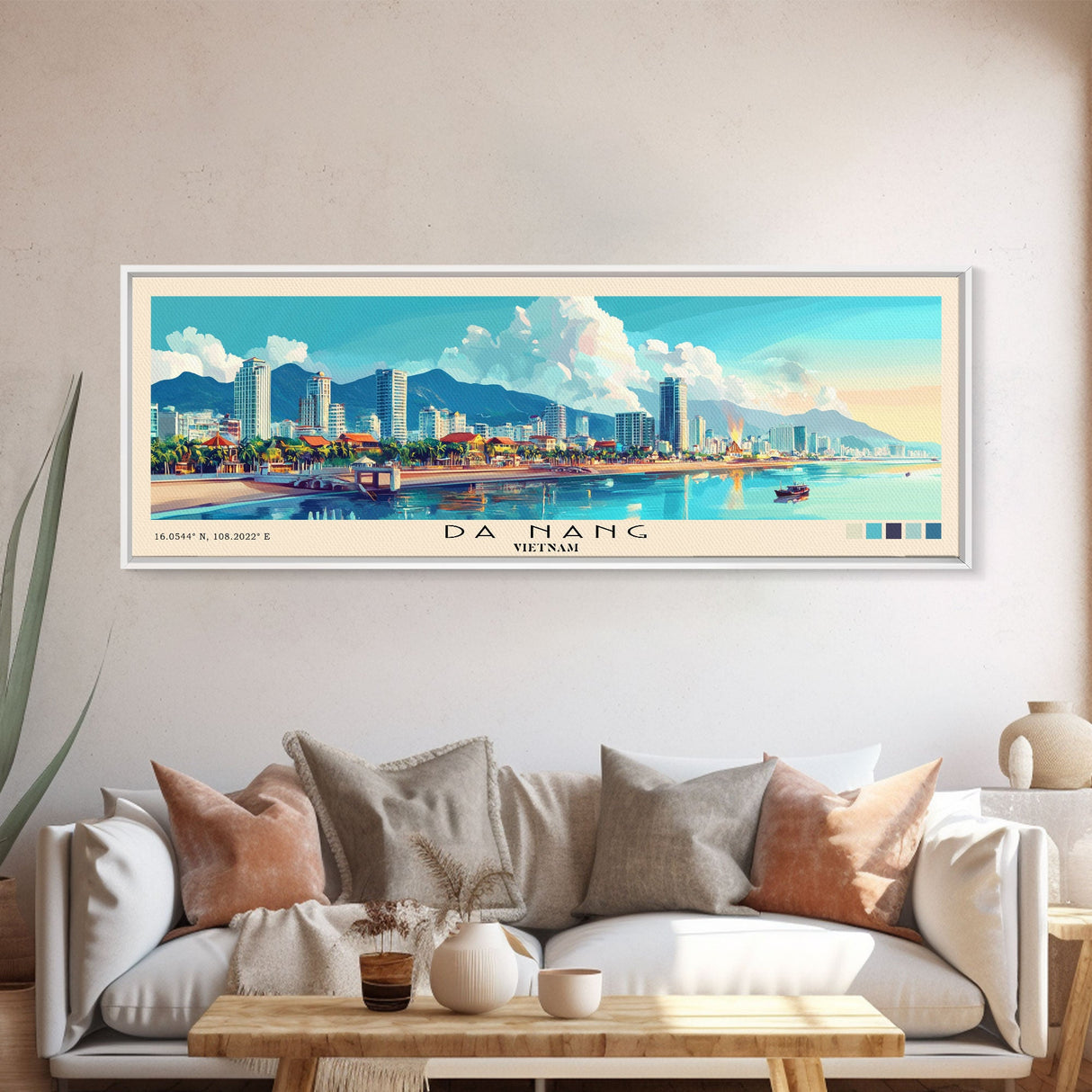 Da Nang, Vietnam Panoramic Beach Print, Vacation Gift, Vietnam Wall Art, Framed Canvas Print, Framed Beach Painting