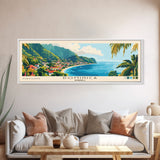 Dominica, Dominica Panoramic Beach Print, Vacation Gift, Dominica Wall Art, Framed Canvas Print, Framed Beach Painting