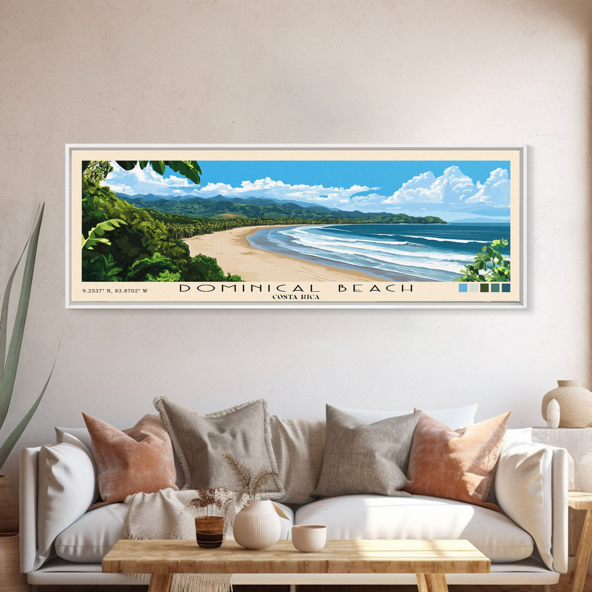 Dominical Beach, Costa Rica Panoramic Print, Vacation Gift, Costa Rica Wall Art, Beach Painting, Beach Decor, Beach Or Lakehouse Art