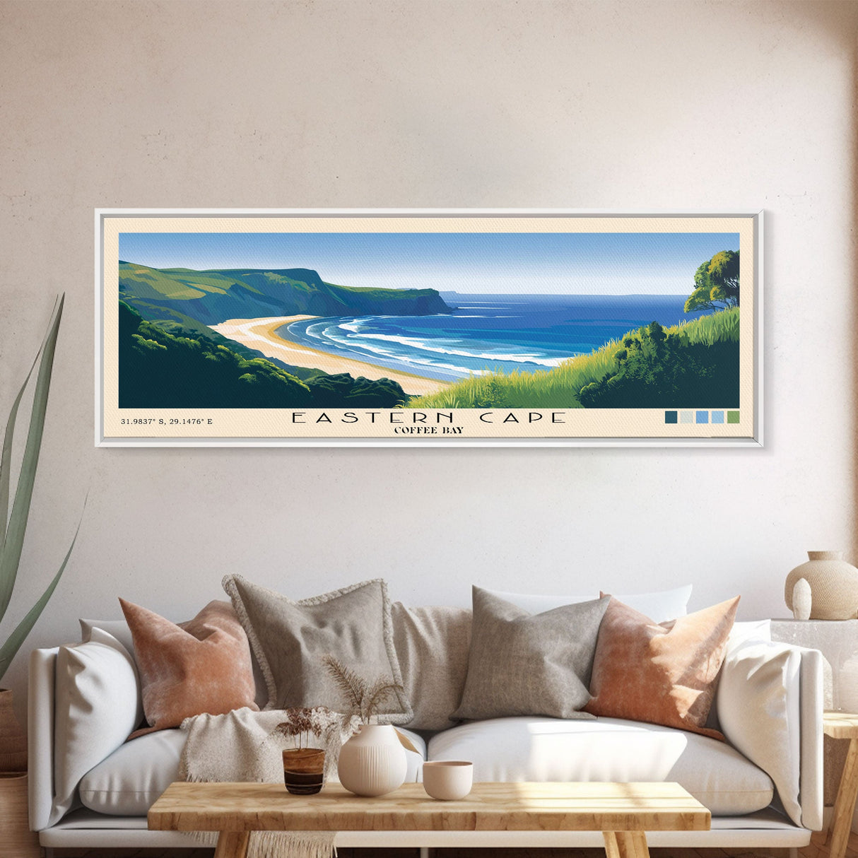 Eastern Cape, Coffee Bay Panoramic Beach Print, Vacation Gift, Coffee Bay Wall Art, Beach Painting, Beach Decor, Beach Painting