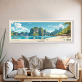 El Nido, Philippines Panoramic Print, Vacation Gift, Philippines Wall Art, Beach Painting, Beach Decor, Large Wall Art, Wood Frame Art