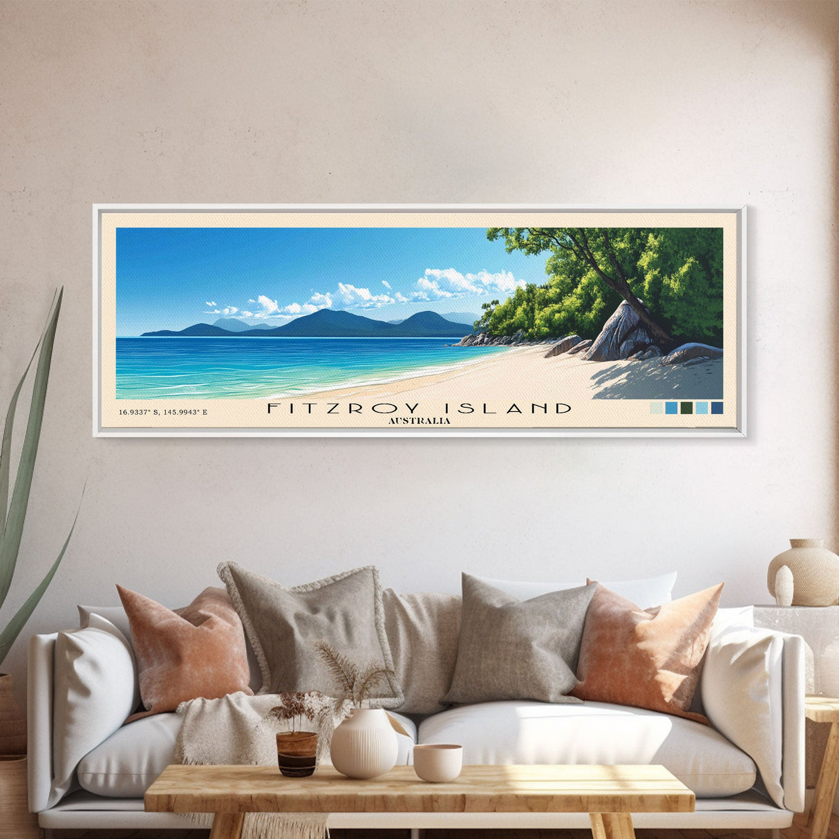 Fitzroy Island, Australia Panoramic Print, Vacation Gift, Australia Wall Art, Beach Painting, Beach Decor, Beach Or Lakehouse Art