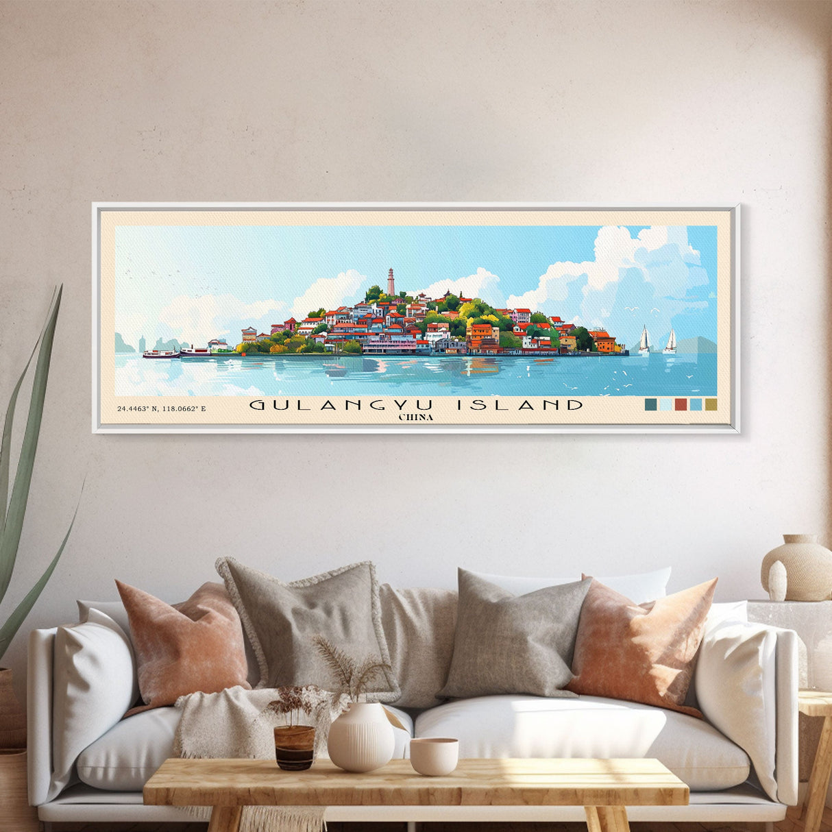 Gulangyu Island, China Panoramic Print, Vacation Gift, China Wall Art, Beach Painting, Beach Decor, Beach Or Lakehouse Art