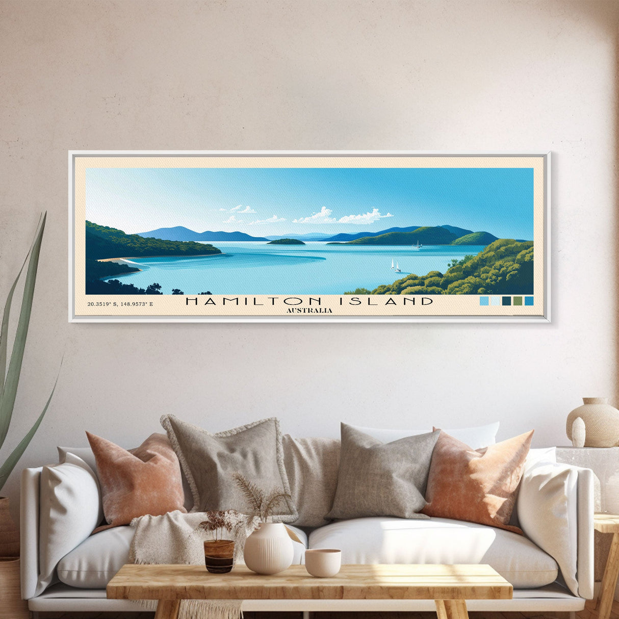 Hamilton Island, Australia Panoramic Beach Print, Vacation Gift, Australia Wall Art, Beach Painting, Beach Decor, Beach Painting