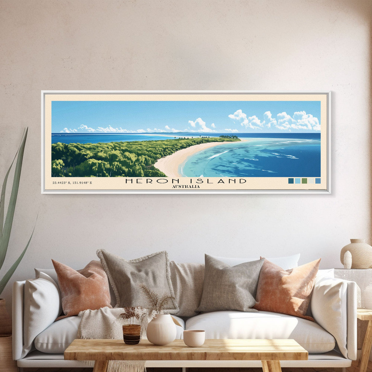 Heron Island, Australia Panoramic Print, Vacation Gift, Australia Wall Art, Beach Painting, Beach Decor, Beach Or Lakehouse Art