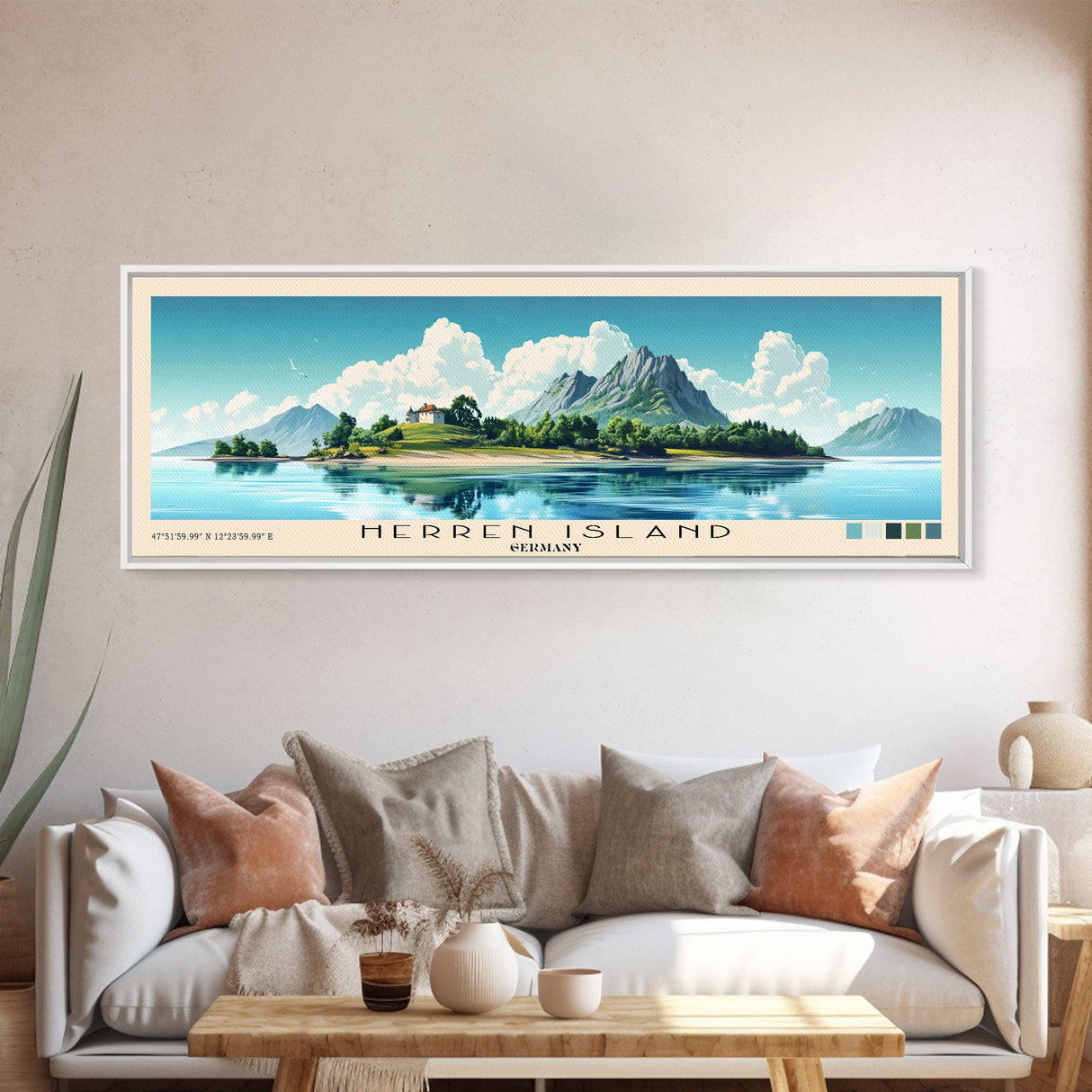 Herren Island, Germany Panoramic Beach Print, Vacation Gift, Germany Wall Art, Beach Painting, Beach Decor, Beach Painting