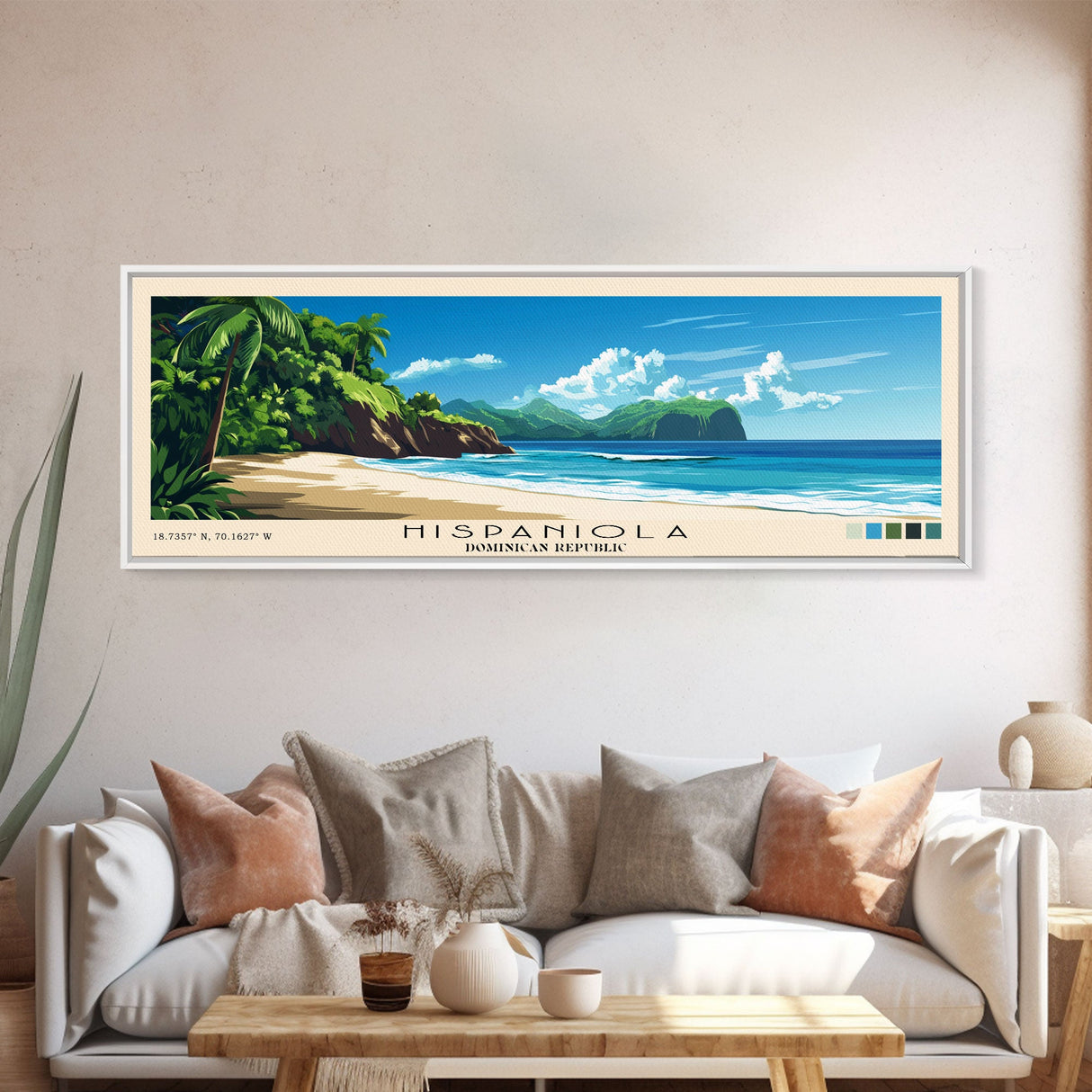 Hispaniola, Dominican Republic Panoramic Print, Vacation Gift, Dominican Republic Wall Art, Beach Painting, Beach Decor, Beach Or Lakehouse Art