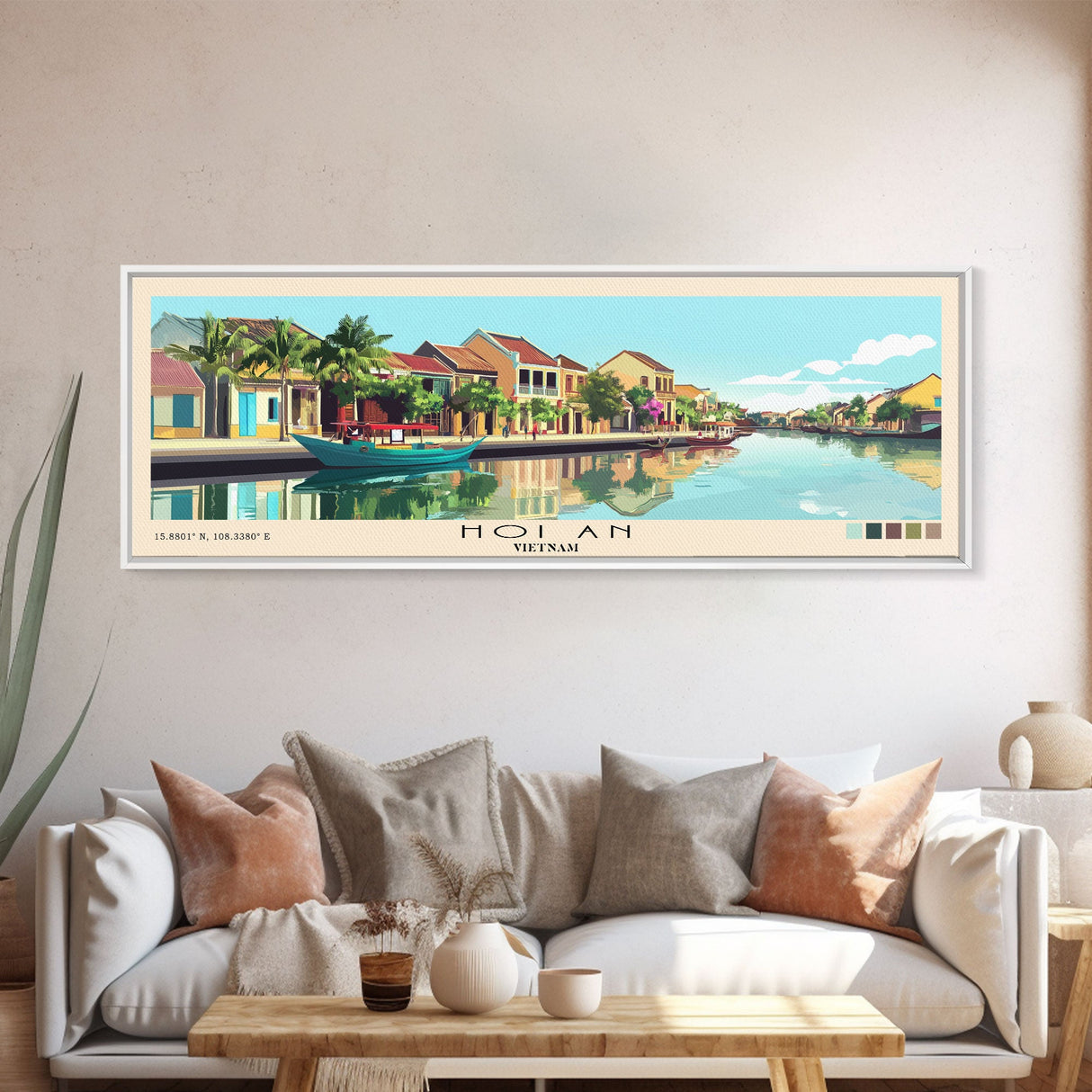 Hoi An, Vietnam Panoramic Beach Print, Vacation Gift, Vietnam Wall Art, Framed Canvas Print, Framed Beach Painting