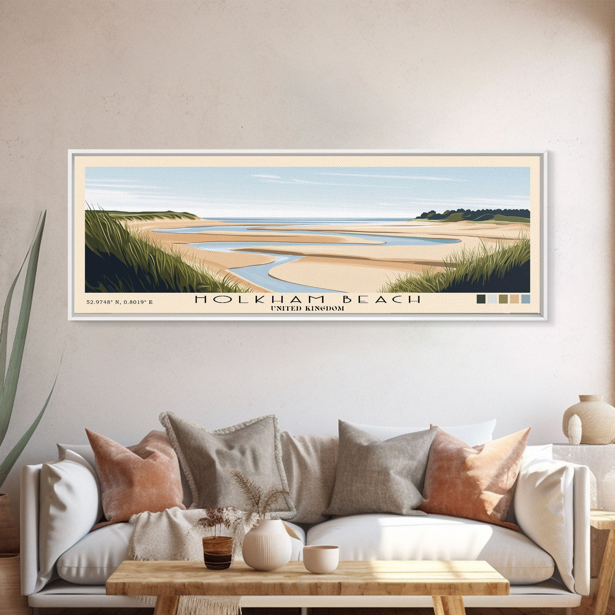 Holkham Beach, United Kingdom Panoramic Print, Vacation Gift, United Kingdom Wall Art, Beach Painting, Beach Decor, Beach Or Lakehouse Art