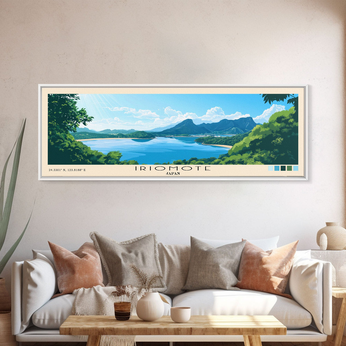 Iriomote, Japan Panoramic Beach Print, Vacation Gift, Japan Wall Art, Framed Canvas Print, Framed Beach Painting