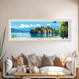 Isola Bella, Italy Panoramic Print, Vacation Gift, Italy Wall Art, Beach Painting, Beach Decor, Large Wall Art, Wood Frame Art