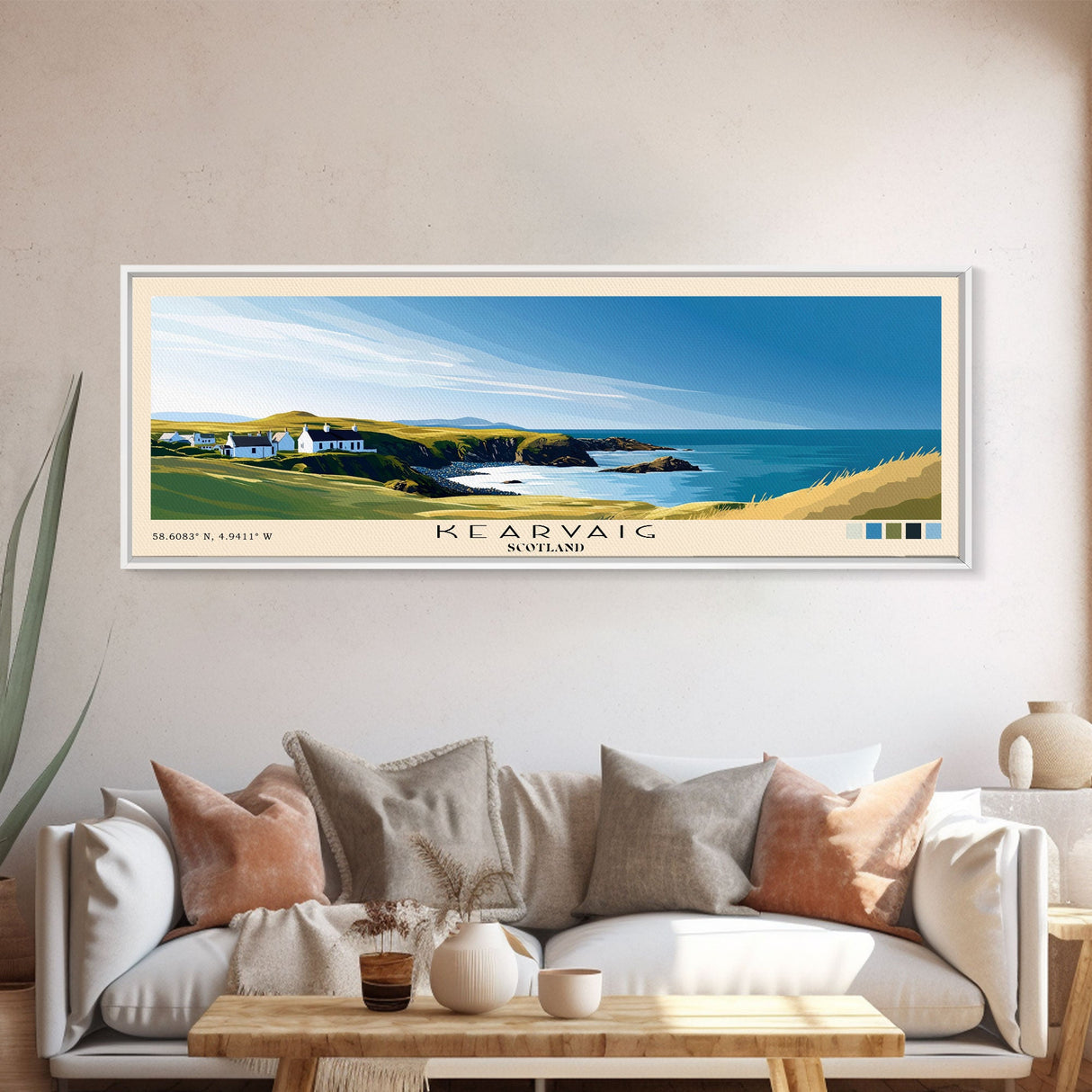 Kearvaig, Scotland Panoramic Beach Print, Vacation Gift, Scotland Wall Art, Beach Painting, Beach Decor, Beach Painting