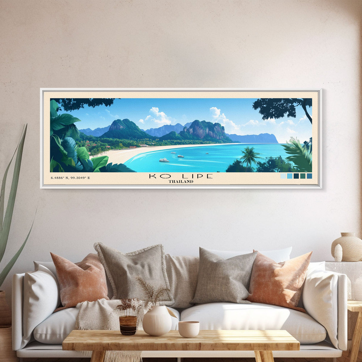 Ko Lipe, Thailand Panoramic Print, Vacation Gift, Thailand Wall Art, Beach Painting, Beach Decor, Beach Or Lakehouse Art