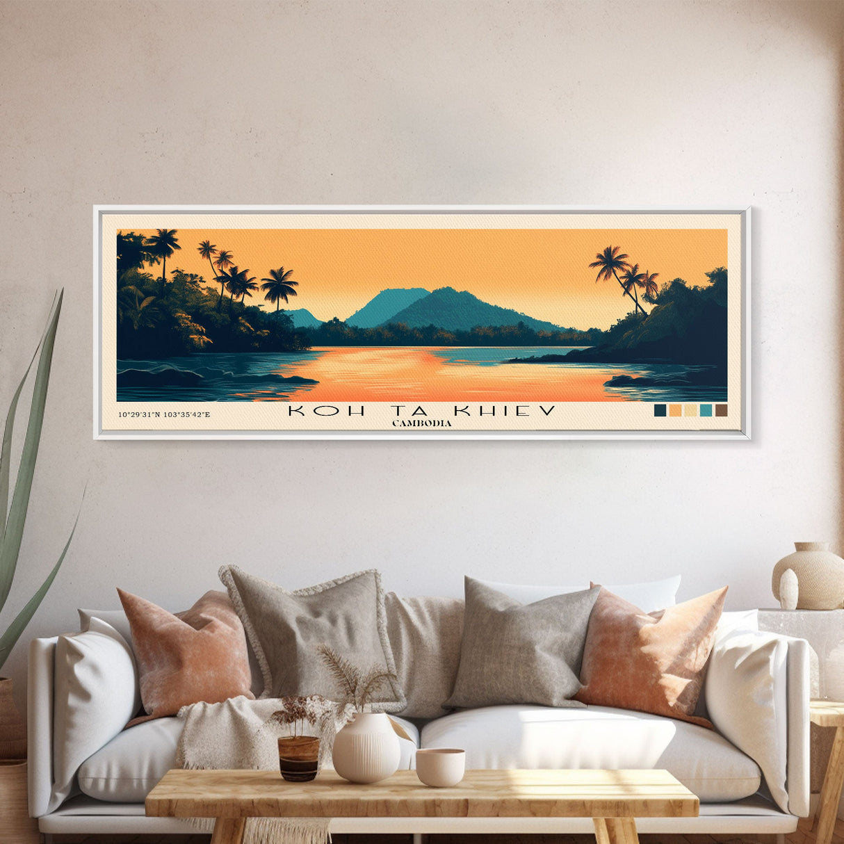 Koh Ta Khiev, Cambodia Panoramic Print, Vacation Gift, Cambodia Wall Art, Beach Painting, Beach Decor, Beach Or Lakehouse Art