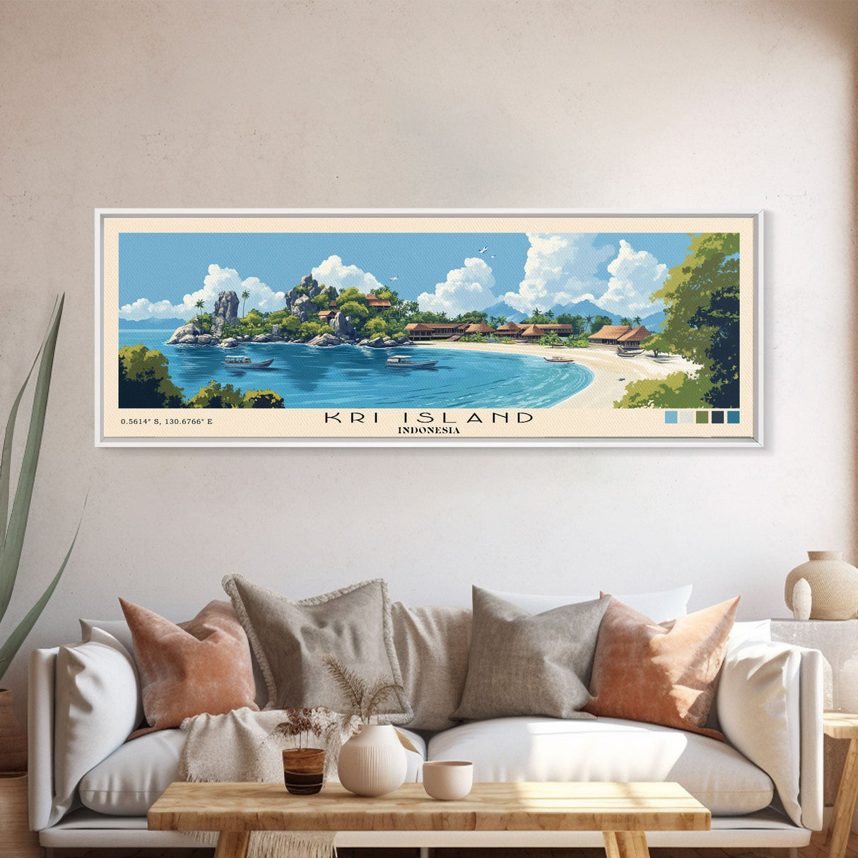 Kri Island, Indonesia Panoramic Print, Vacation Gift, Indonesia Wall Art, Beach Painting, Beach Decor, Beach Or Lakehouse Art