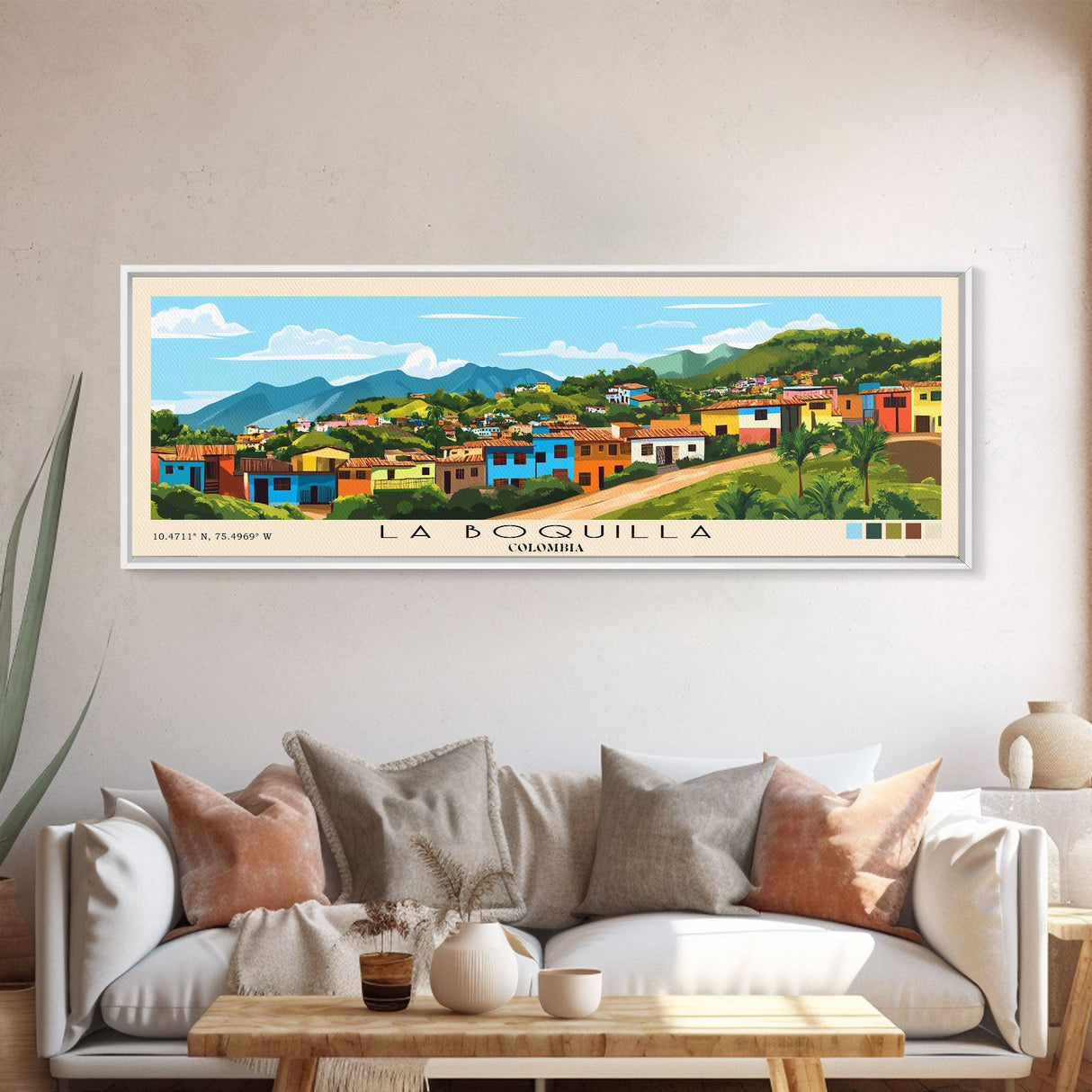 La Boquilla, Colombia Panoramic Print, Vacation Gift, Colombia Wall Art, Beach Painting, Beach Decor, Beach Or Lakehouse Art