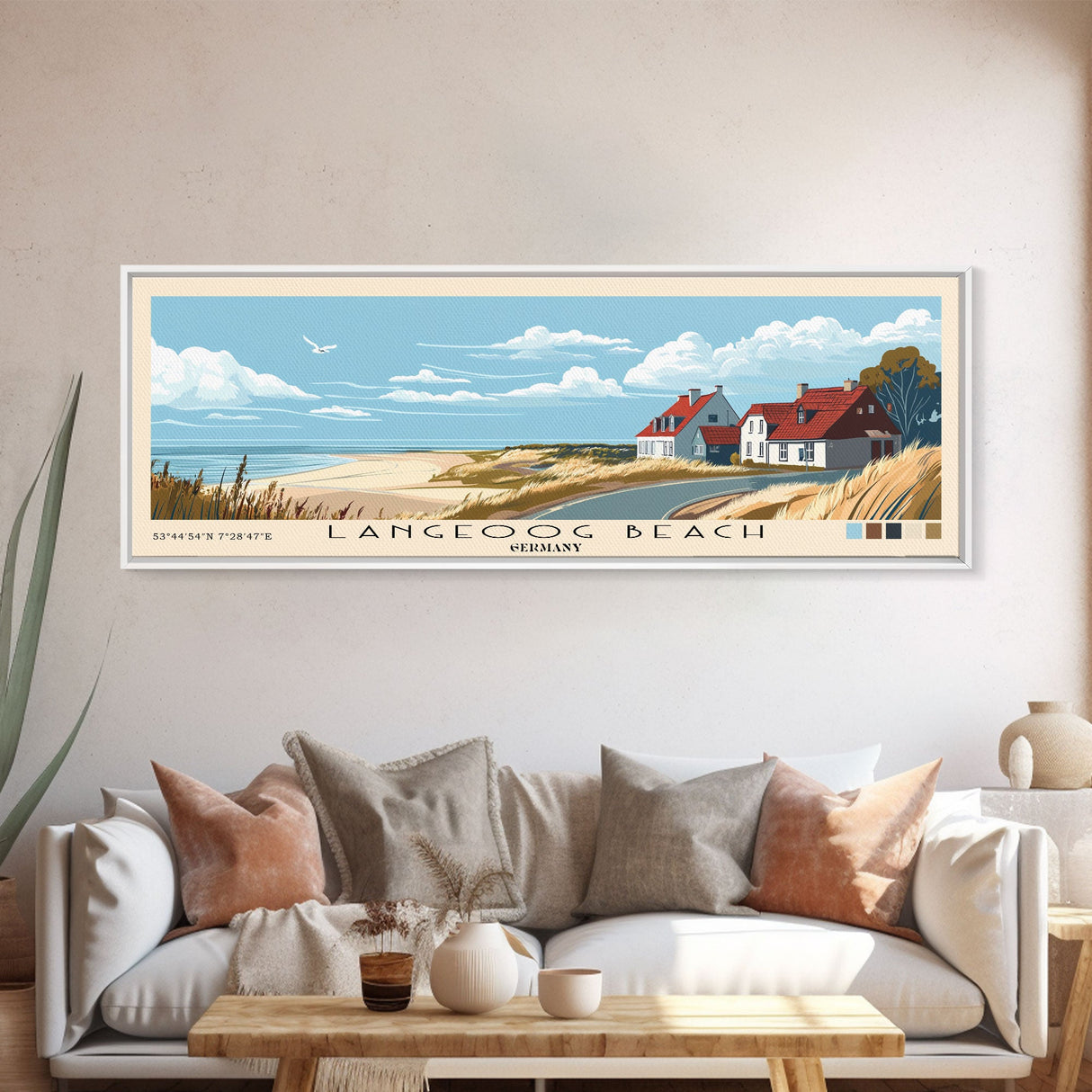 Langeoog Beach, Germany Panoramic Print, Vacation Gift, Germany Wall Art, Beach Painting, Beach Decor, Beach Or Lakehouse Art