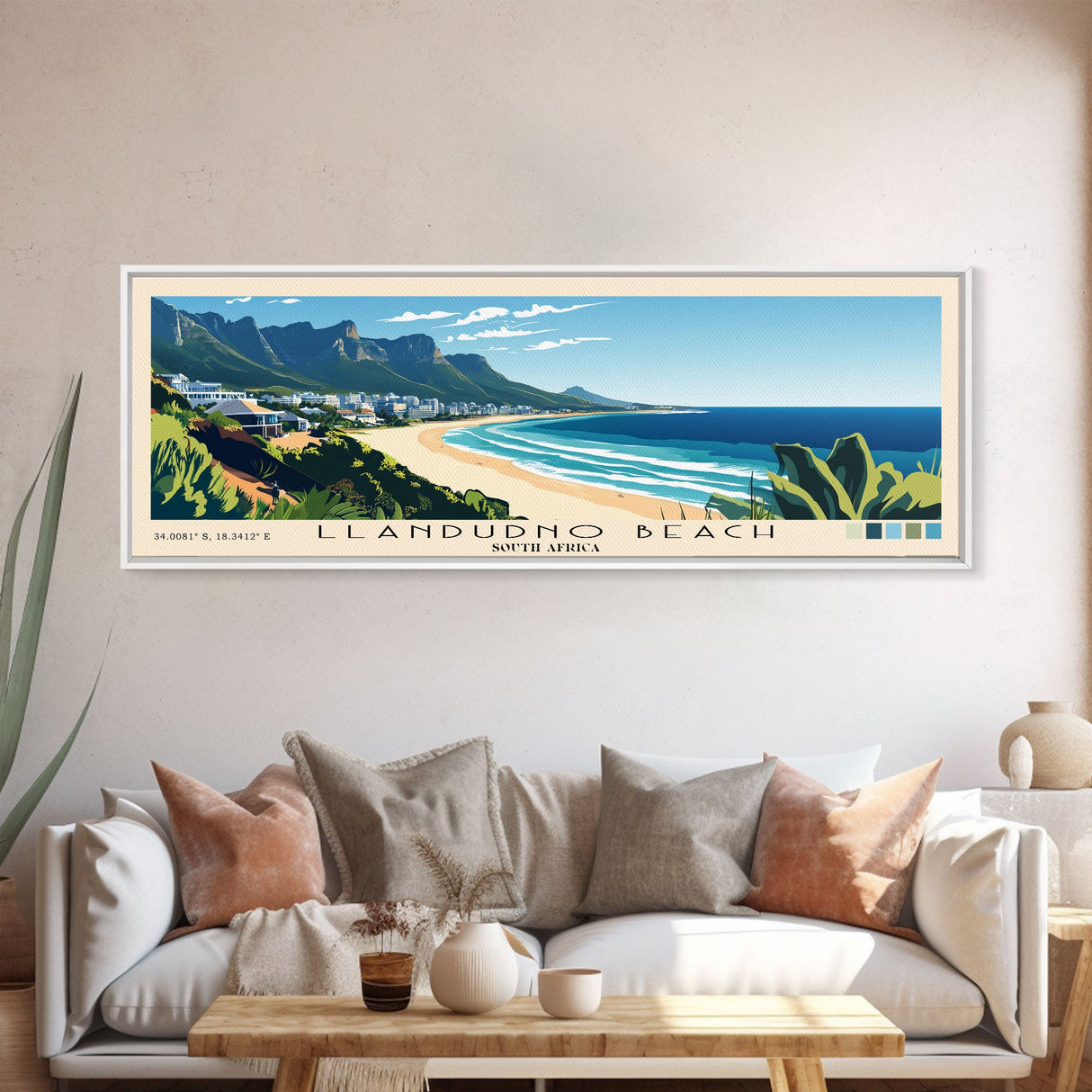 Llandudno Beach, South Africa Panoramic Print, Vacation Gift, South Africa Wall Art, Beach Painting, Beach Decor, Beach Or Lakehouse Art